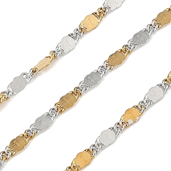 Золотой & Цвет Нержавеющей Стали Двухцветные 304 витые цепочки Фигаро из нержавеющей стали, пайки, с катушкой, ионное покрытие (ip), золотые и нержавеющая сталь цвет, 4.5x2x0.2 мм