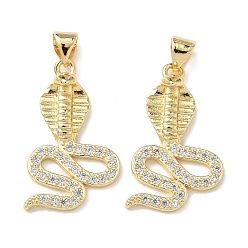 Настоящее золото 18K Латунные микро проложить кубического циркония подвески, стойки покрытие, змея, без свинца и без кадмия, долговечный, реальный 18 k позолоченный, 25.5x15.5x5 мм, отверстие : 4x3.5 мм