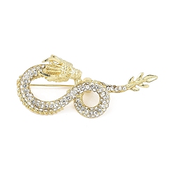 Light Gold Броши из сплава кристаллов и страз, дракон, золотой свет, 22.5x50 мм