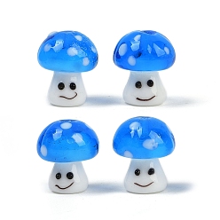 Синий Бусины лэмпворк , гриб смайлик, синие, 16x14 мм, отверстие : 1.8 мм