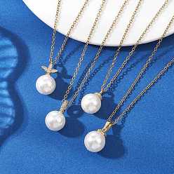 Золотой 4 шт. 4 стили: подвеска из белой круглой ракушечной жемчужины 304 цепочки из нержавеющей стали для женщин, золотые, 17.60 дюйм (44.7 см), 1 шт / стиль