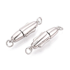 Платина 925 штыковые застежки из стерлингового серебра, пуля, с печатью 925, платина, 20x6x5 мм, отверстие : 2 мм, Перейти кольцо: 4x1 мм
