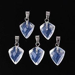 Опал Opalite подвески, гранёные подвески в виде стрел, с защелкой из нержавеющей стали на поручнях, цвет нержавеющей стали, 17~19x10.5~11.5x5~6 мм, отверстие : 5.5x3 мм