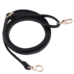 Black PU Leather Straps, with Imitation Leather Long Tassel Keychain, for Bag Straps Replacement Accessories, Black, 152mm, 136cm, 2pcs/set