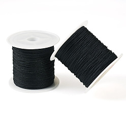 Black 2 Rolls Nylon Chinese Knot Cord, Braided Cord for Jewelry Making Macrame Craft, Black, 0.6mm, 40m/Roll