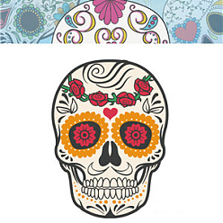 Разноцветный Хэллоуин тема светящиеся боди-арт татуировки наклейки, съемные временные татуировки бумажные наклейки, череп, красочный, 85x60 мм