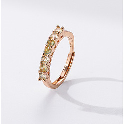 Бежевый Плоские круглые микро латунь проложить кубического циркония палец кольца, золотые, бежевые, внутренний диаметр: регулируемый