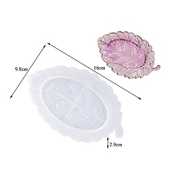 Белый Силиконовая форма для хранения листьев, пищевая силиконовая форма, формы для литья смолы, для уф-смолы, изготовление изделий из эпоксидной смолы, белые, 160x97x29 мм