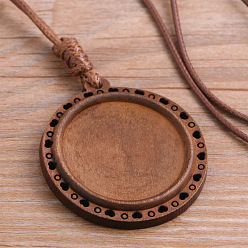Кокосово-Коричневый Деревянная подвеска кабошон настройки, плоско-круглые, кокосового коричневый, 30 мм