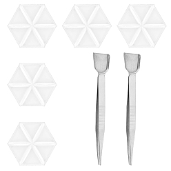 White Triangle Plastic DIY Melty Beads Fuse Bead Tray, with Professional Diamond 304 Stainless Steel Tweezers, White, 61.5x71x9mm