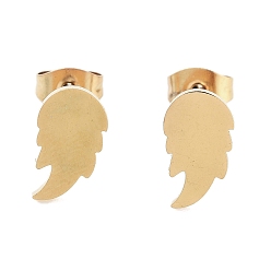 Golden PVD Vacuum Plating 304 Stainless Steel Stud Earrings for Women, Wing, Golden, 11.5x6.5mm