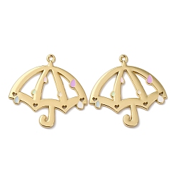 Золотой Эмали сплава большие кулоны, зонтик, стойки покрытие, золотые, 48.5x51x2 мм, отверстие : 2.5 мм