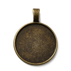 Античная Бронза Плоские круглые тибетский стиль настройки сплава подвеска кабошон, чашки безель с краями, без кадмия и без свинца, античная бронза, лоток : 25 мм, 36x27x2 мм, Отверстие : 3.5x5.5 мм , около 260 шт / 1000 г