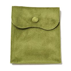 Желто-Зеленый Бархат ювелирных пакеты, подарочные пакеты для ювелирных изделий с кнопкой, для хранения колец, ожерелья, сережек, браслета, прямоугольные, желто-зеленый, 14x11x0.2 см