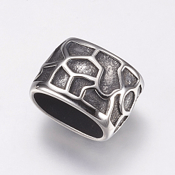 Antique Silver 304 Stainless Steel Slide Charms, Oval, Antique Silver, 16x11.5x10mm, Hole: 6.5x12.5mm