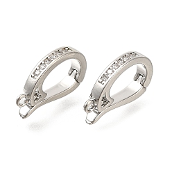 Платина Покрытие стойки латунь микро паве прозрачный кубический цирконий усилитель укороченные поручни, долговечный, без свинца и без кадмия, овальные, платина, 17x9.5x3 мм, отверстие : 1.2 мм