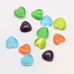Mixed Color Cat Eye Cabochons, Heart, Mixed Color, 4x4x2mm