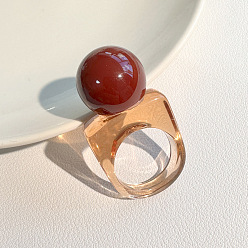 Сиена Круглые кольца из смолы с бусинами на палец, цвет охры, 18 мм