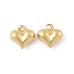 Настоящее золото 18K Сердце латунные амулеты, стойки покрытие, долговечный, без кадмия и без свинца, реальный 18 k позолоченный, 12.5x12x6 мм, отверстие : 2 мм