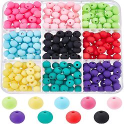 Gemischte Farbe 315 Stück 9 Farben handgemachte Polymer-Ton-Perlen-Stränge, für DIY Schmuck Bastelbedarf, Runde, Gemischte Farbe, 7x5.5 mm, Bohrung: 1.6 mm, 35 Stk. je Farbe