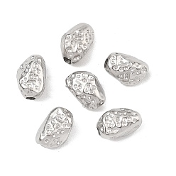 Нержавеющая Сталь Цвет Кованые 304 бусины из нержавеющей стали, самородки, цвет нержавеющей стали, 9.5x6.5x5.5 мм, отверстие : 1.8 мм