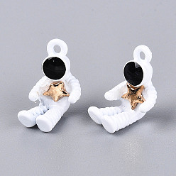 Light Gold Alloy Pendants, Spaceman Embrace Star, Pendant Accessories, Light Gold, 16x10x10mm, Hole: 1.6mm