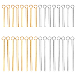 Золотой & Цвет Нержавеющей Стали 32 шт 4 стиль 304 подвески из нержавеющей стали, штамповка пустой метки, прямоугольник / бар, золотые и нержавеющая сталь цвет, 18~28x1.5x1.5 мм, отверстие : 2 мм, 8 шт / стиль