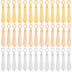 Color mezclado 90 pcs 3 colgantes de aleación de colores, encantos de cono, color mezclado, 25x5x5 mm, agujero: 2.5 mm, 30 piezas / color
