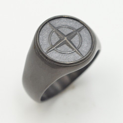 Черный 304 палец кольца из нержавеющей стали, компас, чёрные, размер США 11 (20.6 мм)