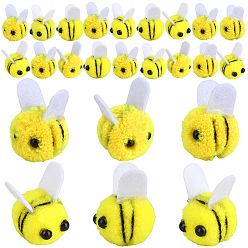 Yellow 40Pcs 2 Styles Wool Felt Bee, DIY Craft Decoration, Yellow, 20~27x16~29x18~20mm, 20pcs/style