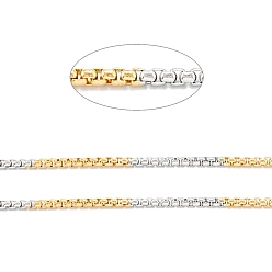 Золотой & Цвет Нержавеющей Стали Ионное покрытие (ip) 304 ящичные цепи из нержавеющей стали, с катушкой, несварные, золотые и нержавеющая сталь цвет, 2.2x2.4x1.3 мм, около 10 м / рулон