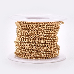 Golden Vacuum Plating 304 Stainless Steel Ball Chains, with Spool, Golden, 2mm, about 32.8 Feet(10m)/roll