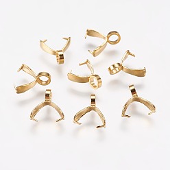 Настоящее золото 18K 201 нержавеющей стали ледоруб прижимные поручительств, реальный 18 k позолоченный, 9x7.5x2.5 мм, отверстие : 2.5 мм