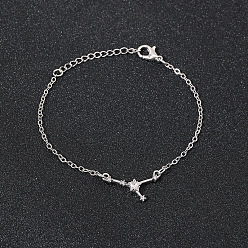 Рак 12 браслеты созвездия из сплава со стразами, браслеты-цепочки для женщин, звездочкой, рак, 6-3/4 дюйм (17 см)