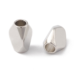 Platinum Rack Plating Brass Beads, Cadmium Free & Lead Free, Long-Lasting Plated, Rhombus, Platinum, 6x4mm, Hole: 2mm