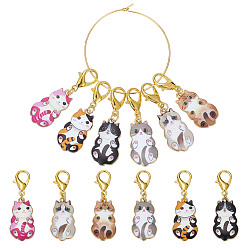 (52) Непрозрачная лаванда 12 шт. 6 цвета кошка сплав эмаль кулон запирающиеся маркеры стежков, Сплав с застежками когтя омара, разноцветные, 4.2 см, 2 шт / цвет