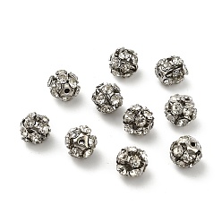 Платина 7мм латунные хрустальные бусины со стразами, круглые, для ювелирных проектов, платина, 7x7.5 мм, отверстие : 1 мм