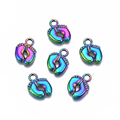 Rainbow Color Подвески из сплава цвета радуги, без кадмия, без никеля и без свинца, Следы, 14x10x2 мм, отверстие : 2 мм