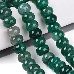 Medium Aquamarine Natural Agate Beads Strands, Smooth Rondelle, Dyed, Medium Aquamarine, 12x7.5mm, Hole: 0.5~1.2mm, about 48~56pcs/strand, 14.17~16.73 inch(36~42.5cm)