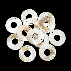 Морская Ракушка Природные подвески оболочки пресноводных, пончики, цвет морской раковины, 39~39.5x3~4 мм, отверстие : 2 мм