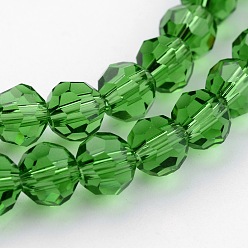 Зеленый лайм Прозрачные стеклянные бусины, имитация австрийского хрусталя, граненый (32 граней), круглые, зеленый лайм, 6 мм, отверстие : 1 мм, около 96~98 шт / нитка, 20~21 дюйм