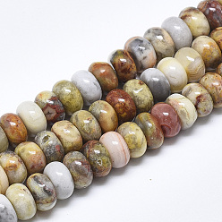 Сумасшедший Агат Натуральные сумасшедшие кружевные агатовые бусины, рондель, 10x6 мм, отверстие : 1 мм, около 67 шт / нитка, 15.3 дюйм
