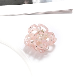 Розовый Заколки для волос с когтями из ацетата целлюлозы (смола), цветок, со стразами, туманная роза, 52x34 мм