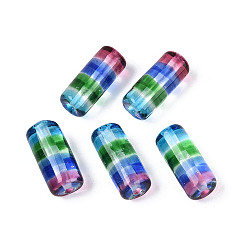 Разноцветный Бусины лэмпворк , столбец с полосой, красочный, 19~20x7.5~8.5 мм, отверстие : 0.7~1.8 мм
