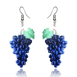 Винограды Серьги с подвесками из акрила и сплава, платина, винограды, 69x29 мм