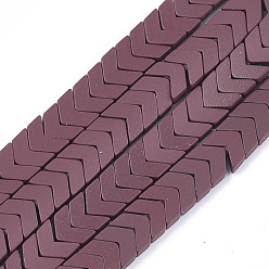 Brown Spray Painted Non-magnetic Synthetic Hematite Beads Strands, Matte Style, Arrow/Chevron, Brown, 7x8x3mm, Hole: 0.7mm, about 96pcs/strand, 15.9 inch