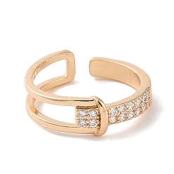 Light Gold Brass Micro Pave Cubic Zirconia Open Cuff Rings, Light Gold, US Size 6(16.5mm)