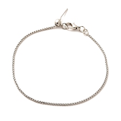 Нержавеющая Сталь Цвет Латунные браслеты-цепочки для женщин, без кадмия и без свинца, цвет нержавеющей стали, 8-7/8 дюйм (22.5 см)