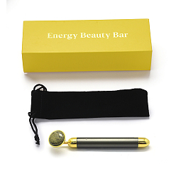 Unakite Natural Unakite Electric Massage Sticks, Massage Wand (No Battery), Fit for AA Battery, with Zinc Alloy Finding, Massage Tools, with Box, 155x16mm