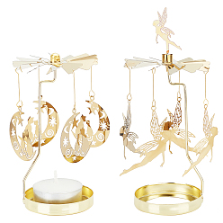 Золотой Вращающийся подсвечник из нержавеющей стали «Фея и луна», железными чарами, для любителей свечей, романтическая свадьба, Рождественская вечеринка, золотые